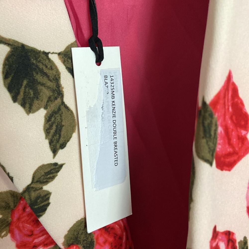 L’agence Barbiecore Kenzie Wild Roses Floral Long Line Double Breasted Blazer - Picture 4 of 4